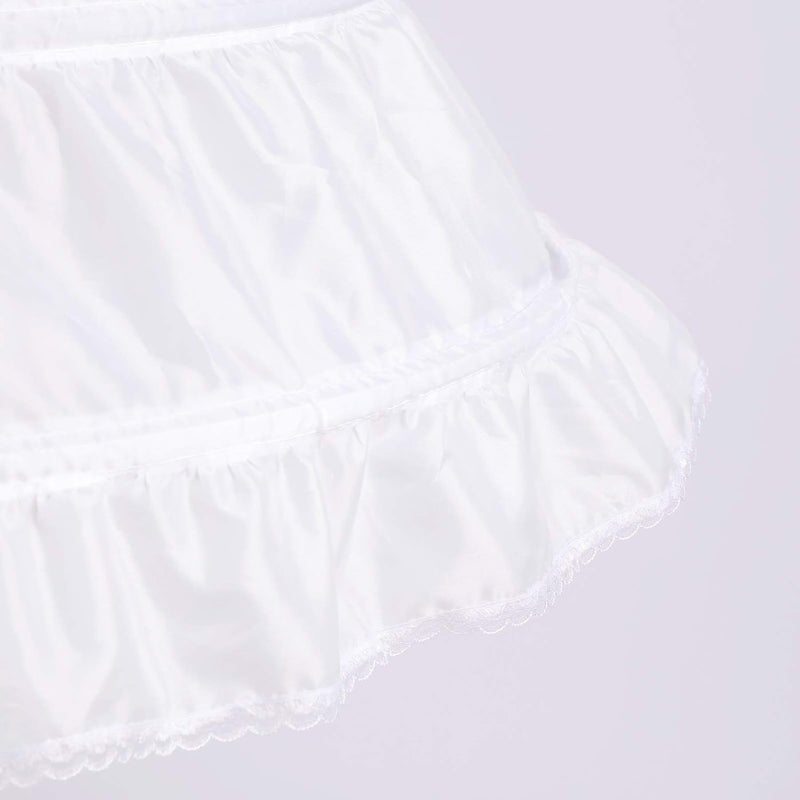 ODIZLI White Petticoat for Girls Tutu 3 Bones Hoops Net Skirt Drawstring Underskirt Full Slips Puffy Bustle - Image 5